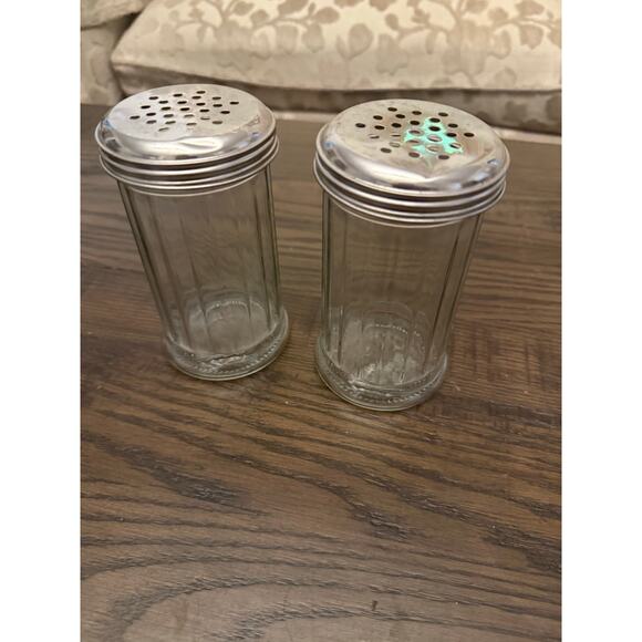 Vintage Restaurant-Style Cheese & Spice Shaker Set with Chrome Lids-2 - Picture 10 of 10